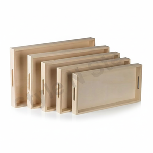 Bandejas de madera con asas Bandeja para servir Decoración para el hogar Plato de madera para comida Fruta Aperitivos y bebidas - Product Image 3