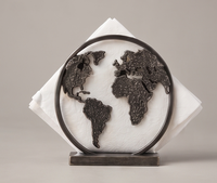 Porte-serviettes en métal motif globe terrestre, design mappemonde, finition texturée, pour cuisine et salle à manger, article pour commande en gros