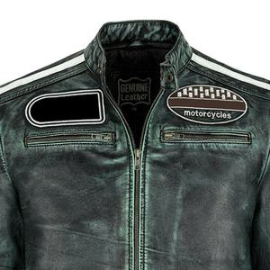 Ropa de abrigo de invierno de carreras unisex, chaqueta Bomber de piel auténtica con cuello levantado y parches bordados para motocicleta de talla grande - Product Image 6
