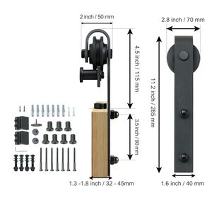 Kit Ferramenta per Porta Scorrevole a Binario Singolo Rinforzato da 2,4 m, Capacità di Carico 150 kg, Compatibile con Materiali in Nylon Larghi 1,15 m - 1,3 m, Spessore 3,3 cm - Product Image 2