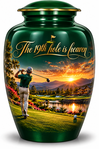 Urne funéraire en métal de style américain classique pour cendres humaines, commémorative pour adulte, pour les amateurs de golf, personnalisable, 200 pouces cubes - Product Image 4