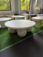 Table basse moderne d'extérieur en béton GFRC avec finition par transfert d'eau, mobilier de patio léger