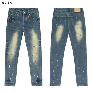 Tie Dye Denim Midweight Straight Leg <b>Jeans</b> <b>High</b> <b>Waist</b> Slim Fit Bleach Stone Wash Cotton Casual Summer <b>Men's</b> <b>Jeans</b> - Product Image 3