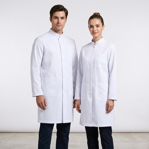 Bata de Laboratorio Médica Unisex de Longitud Completa – Uniforme de Hospital de Poliéster y Algodón, Corte Regular, Bata de Doctor - Product Image 1