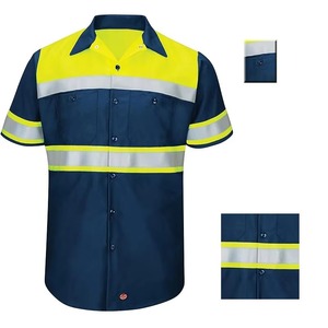 Men's Hi Visibility Reflective Work Shirt Class 2 Polyester Safety <b>Uniform</b> <b>for</b> <b>Construction</b> Road Crew - Product Image 5