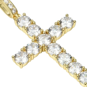 Colgante de Cruz con Piedras de Moissanita en Plata 925 – Pieza de Lujo, Colgante de Cruz con Moissanita Engastada a Mano - Product Image 4