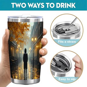 Stainless Steel Tumbler 20oz Double Wall Vacuum Insulated Keep <b>Hot</b> <b>Cold</b> All Day Travel Mug - Product Image 5