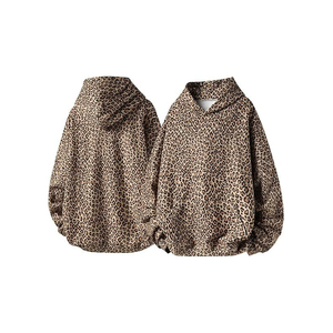 <b>Leopard</b> <b>Print</b> <b>Hoodie</b> Oversized Men Streetwear Graphic Pullover Heavyweight All Over Graphic Cotton Custom Printed Sweatshirt - Product Image 3