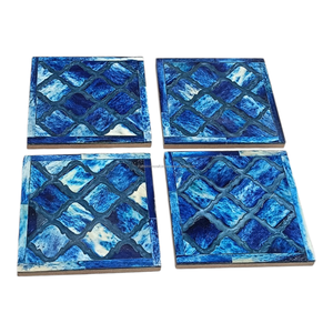 Posavasos de madera con incrustaciones de hueso hechos a mano de la mejor calidad – Juego de posavasos decorativos ecológicos para mesa, disponible para la venta - Product Image 2