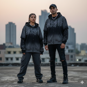 เสื้อฮู้ดซิปทรงหลวมปักลายโลโก้แบบดิสเทรสประดับคริสตัลสั่งทำพิเศษ สไตล์สตรีทแวร์ ผ้าเฟรนช์เทอร์รี่เนื้อหนา - Product Image 4