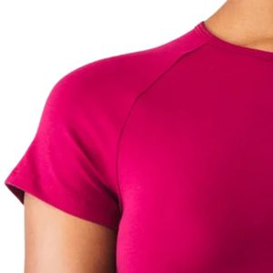 Camiseta Deportiva Rosa Intenso para Mujer, Manga Corta, Algodón, para Gimnasio, Fitness, Entrenamiento, Ejercicio, Deporte, Casual - Product Image 5