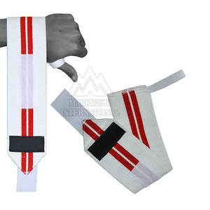 สายรัดข้อมือยกน้ำหนักแบบกำหนดเองยอดนิยม สายรัดข้อมือผ้าฝ้ายแบบกำหนดเองสำหรับยกน้ำหนัก - Product Image 6