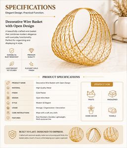 Golden Wire <b>Mesh</b> <b>Storage</b> <b>Basket</b> Geometric Shape Modern Home Decoration Metal Wire Craft - Product Image 3