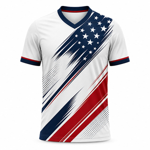 Camiseta de Fútbol Sublimada con la Bandera de EE. UU. Personalizada para Hombre, de Secado Rápido, Absorbe la Humedad, Poliéster, Patriótica, Deportiva, Venta al Por Mayor para Equipos - Product Image 4