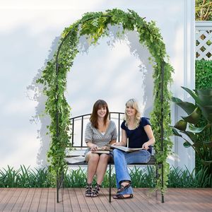 Arco da Giardino in Acciaio con Comoda Panchina a 2 Posti, Elegante Set da Giardino per Esterni - Product Image 1