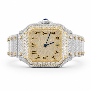 Montre de luxe pour femme avec cadran rectangulaire en diamant, bracelet en acier inoxydable et mouvement à quartz analogique - Product Image 1