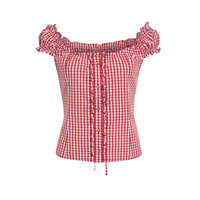 Chemises amples décontractées à manches courtes à carreaux pour femmes, blouses et hauts oversize en coton et polyester, style streetwear vintage 2026