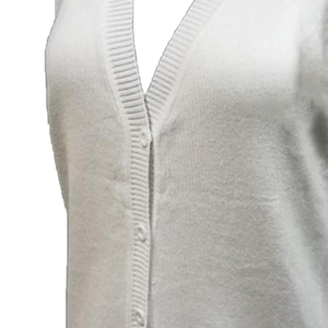 Cardigan en tricot col en V Zeta blanc pour femme, 100 % coton, manches longues, anti-plis, décontracté, hiver, Soro Gear, mode - Product Image 6