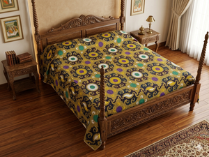 Cubrecama Floral con Estampado de Pájaros, Estilo Bohemio, Moderno, para Todas las Estaciones, de Mezclilla Estampada, con Relleno de Algodón Hecho a Mano, para Uso Doméstico - Product Image 2
