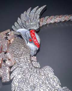 Colgante Personalizado Clásico de Búho Volador con Letra 'West', Diamante Redondo 3D, Estilo 'Ice/Dream', Unisex, Plata de Ley 925 - Product Image 5