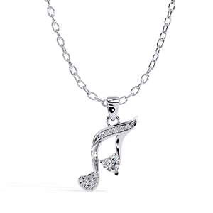 Collier pendentif note de musique plaqué argent avec diamant de laboratoire taille cœur pour femme, idéal au quotidien - Product Image 3