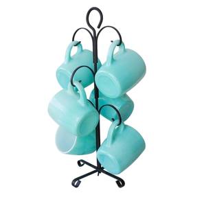 Meilleure Vente : Support Mural Moderne en Métal Noir pour Tasses à Café, Organisateur de Cuisine avec 6 Crochets, Présentoir Vintage en Fer pour la Maison - Product Image 3