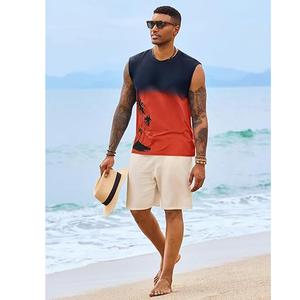 Débardeurs pour hommes personnalisés en usine, respirants, style plage, imprimés, en polyester - Product Image 5