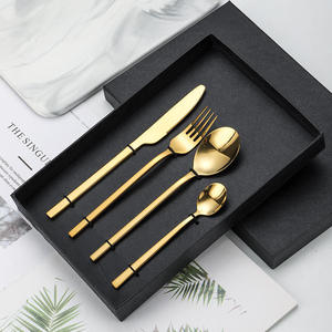 New Arrival Copper Cutlery Set of 4 <b>gift</b> <b>box</b> packing Flatware Set mirrored steel <b>Christmas</b> party giftware spoon - Product Image 5