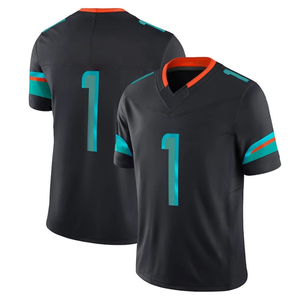 Custom American Football Jersey Black Teal Team Uniform Youth Adult Breathable Quick Dry Sports Shirt OEM Printing - Product Image 1