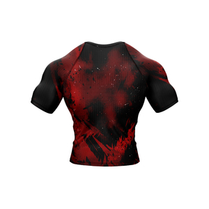 เสื้อรัดกล้ามเนื้อแขนสั้นสำหรับผู้ชาย สีดำ พิมพ์ลายมังกรแดง แห้งเร็ว เสื้อกีฬาสำหรับผู้ใหญ่ - Product Image 4