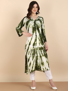 Kurta Droite Tie-Dye en Rayonne pour Femme, Séchage Rapide, Idéale Été, Bureau, Fête, Style de Vie Quotidien, Mode Moderne, Meilleur Prix Fournisseur - Product Image 4