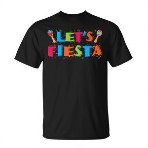 T-Shirt per Festa del Cinco de Mayo, Unisex per Adulti, Nera, Manica Corta, Collo Tondo, Stampa Serigrafica - Product Image 3