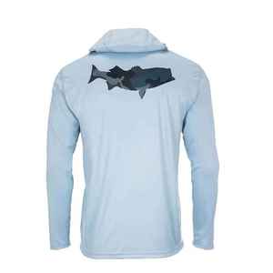 Chemise de pêche à manches longues bleu clair pour homme avec imprimé truite marron au dos, protection anti-UV UPF 50 - Product Image 5