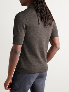 Men's Knitted Short Sleeve Polo <b>Shirt</b> Solid Color Casual Breathable Turn <b>Collar</b> Design Regular Length Cotton Fabric - Product Image 2