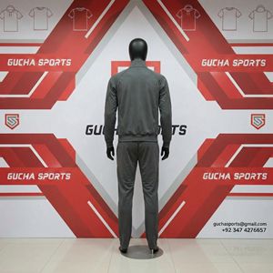 Conjunto deportivo gris para hombre con chaqueta de cremallera completa y pantalones jogger, tela elástica suave, ajuste cómodo, ropa deportiva informal. - Product Image 4