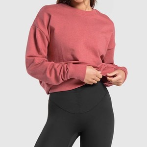 Sudadera Oversize de Cuello Redondo para Mujer, Color Sólido, Tejido de Algodón Transpirable, Estilo Casual Otoñal, Largo Regular, Manga Larga - Product Image 3