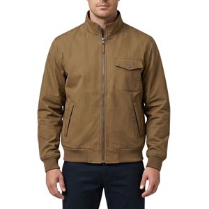 Chaqueta Bomber de Hombro Reforzado con Mezcla de Poliéster Pesado y Bolsillos con Solapa, Estilo Urbano, Estampada, Casual, Negra - Product Image 3