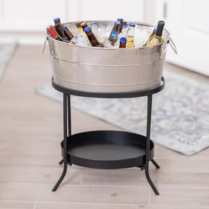 Seau à glace carré élégant en métal pour l'extérieur, grande capacité, avec éclairage LED, étanche, idéal pour les boissons en bouteille lors de vos fêtes - Product Image 3