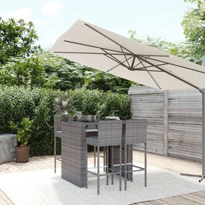 Ensemble de bar de jardin en rotin PE gris avec acier thermolaqué et verre trempé pour mobilier de patio - Product Image 1