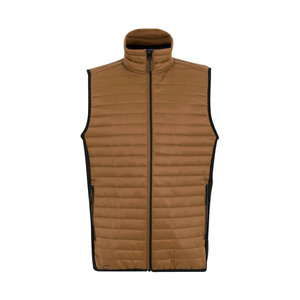 Chaleco ligero acolchado marrón con cuello alto, cierre de cremallera, cortavientos, informal, para adultos. - Product Image 1
