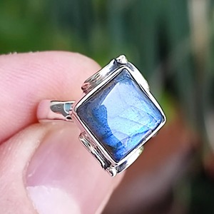 Labradorite Natural Grey <b>Cushion</b> <b>Ring</b> 925 Sterling Silver Handmade Boho Statement Promise <b>Ring</b> for <b>Wedding</b> Party Anniversary - Product Image 5