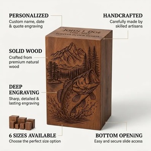 Personalized <b>Pet</b> Fishing Wooden American Style Cremation Urn Custom Engraved Memorial <b>Ashes</b> <b>Keepsake</b> Funeral Tribute Gift - Product Image 2