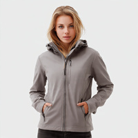 Veste imperméable d'extérieur en softshell 100% polyester pour femmes, veste de randonnée et de camping, veste softshell à fermeture éclair pour femmes, veste à capuche pour femmes