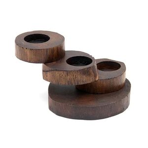 Juego de Portavelas de Madera Moderno, Hecho a Mano, Geométrico, para Decoración del Hogar - Product Image 1