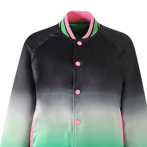 Veste universitaire unisexe dégradée à col rabattu, fermeture boutonnée, coupe classique, style décontracté, idéale pour le printemps, en polyester, tendance - Product Image 4