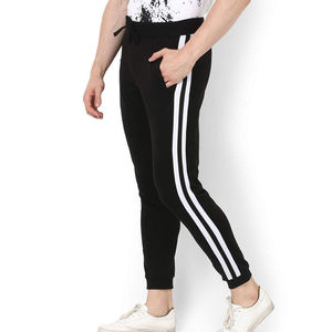 <b>Men</b> Black Sweatpants With <b>White</b> Side Stripes Elastic Waist Drawstring Casual Joggers Breathable Knitted Pants Autumn Wear - Product Image 3