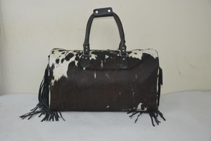 Sac de voyage de week-end en cuir véritable de qualité supérieure à prix abordable, style fourrure, avec fermeture éclair, design tendance, sacs de voyage en fourrure - Product Image 2