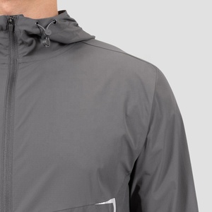 Men's <b>Waterproof</b> <b>Jacket</b> with Zipper Closure Stand Collar Front Pocket OEM Service Gray Casual Autumn Wear - Product Image 5