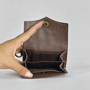 New Hand Toolled Cowhide Genuine Leather Hipster Mini Unisex Luxury Card Holder <b>Cute</b> Style Handmade Coin Purse Short Button - Product Image 4