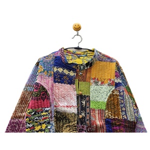 Hecho a mano indio 100% seda Kantha Patchwork chaqueta Reversible verano desgaste rayas decoración suave cómodo ajuste impreso algodón - Product Image 4